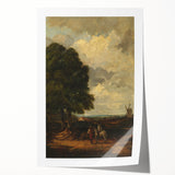 Modern Wall Art: Countryside Scene with Windmill and Tree Landscape