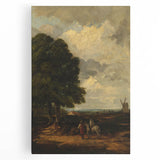 Modern Wall Art: Countryside Scene with Windmill and Tree Landscape