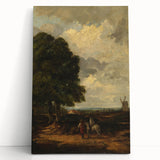 Modern Wall Art: Countryside Scene with Windmill and Tree Landscape