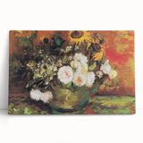Impressionism Wall Art - Vase with Sunflowers and Roses by Van Gogh
