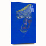Modern Wall Art: Abstract Portrait on Bold Blue Background