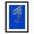 Modern Wall Art: Abstract Portrait on Bold Blue Background