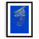 Modern Wall Art: Abstract Portrait on Bold Blue Background