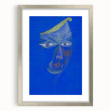 Modern Wall Art: Abstract Portrait on Bold Blue Background