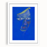 Modern Wall Art: Abstract Portrait on Bold Blue Background
