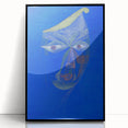 Modern Wall Art: Abstract Portrait on Bold Blue Background
