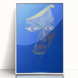 Modern Wall Art: Abstract Portrait on Bold Blue Background