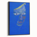 Modern Wall Art: Abstract Portrait on Bold Blue Background