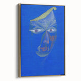 Modern Wall Art: Abstract Portrait on Bold Blue Background