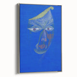 Modern Wall Art: Abstract Portrait on Bold Blue Background
