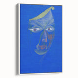 Modern Wall Art: Abstract Portrait on Bold Blue Background