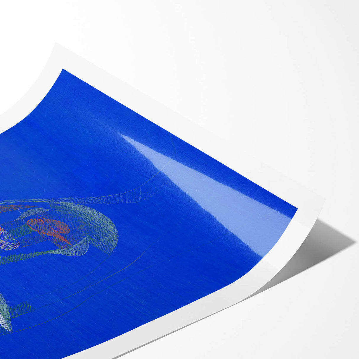 Modern Wall Art: Abstract Portrait on Bold Blue Background