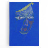 Modern Wall Art: Abstract Portrait on Bold Blue Background