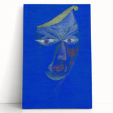 Modern Wall Art: Abstract Portrait on Bold Blue Background