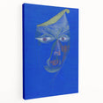 Modern Wall Art: Abstract Portrait on Bold Blue Background