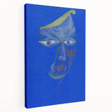 Modern Wall Art: Abstract Portrait on Bold Blue Background