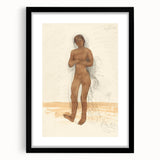 Modern Wall Art: Vintage Nude Illustration in Neutral Tones