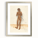 Modern Wall Art: Vintage Nude Illustration in Neutral Tones