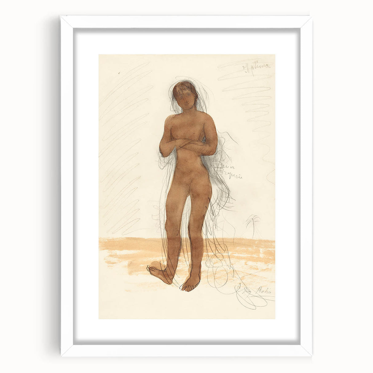 Modern Wall Art: Vintage Nude Illustration in Neutral Tones