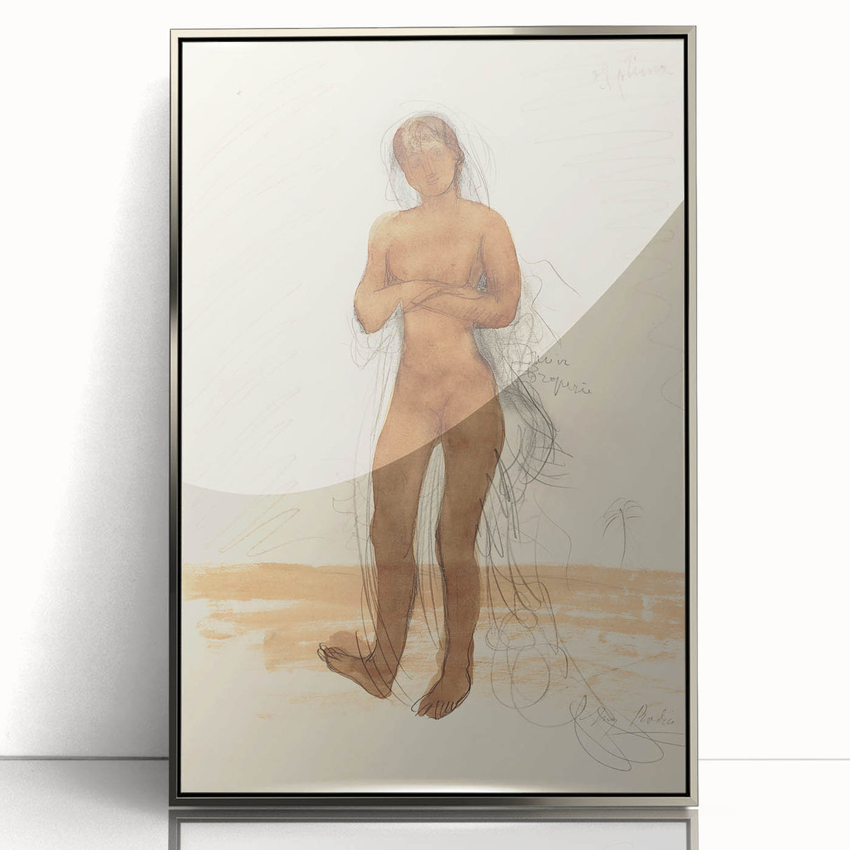 Modern Wall Art: Vintage Nude Illustration in Neutral Tones