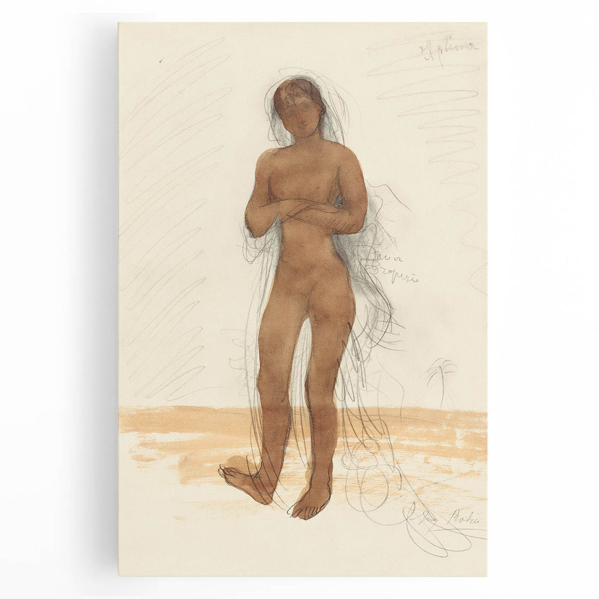Modern Wall Art: Vintage Nude Illustration in Neutral Tones