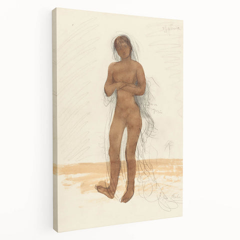 Modern Wall Art: Vintage Nude Illustration in Neutral Tones