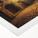 Rolled canvas showcasing a stunning landscape of a majestic castle surrounded by lush greenery and a vibrant blue sky, elegantly packaged in a protective cardboard tube. Perfect for home decor enthusiasts seeking unique wall art.