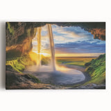 Stretched canvas artwork showcasing a stunning landscape with intricate cave formations, vibrant colors, and natural details, perfect for enhancing home décor.