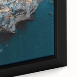 Framed canvas art showcasing a stunning close-up of rugged cliffs in a dramatic landscape, emphasizing intricate textures and earthy tones. Ideal for nature enthusiasts and home decor.