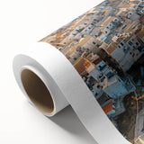 Vibrant rolled canvas showcasing a stunning landscape with dramatic cliffs under a bright blue sky, designed for home decor and artistic display. Perfect for nature lovers seeking to enhance their living space with colorful artwork.