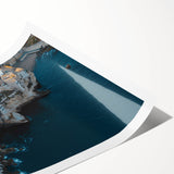 Stunning rolled canvas print showcasing a dramatic cliff landscape with vibrant colors, perfect for home decor, featuring intricate details and textures.