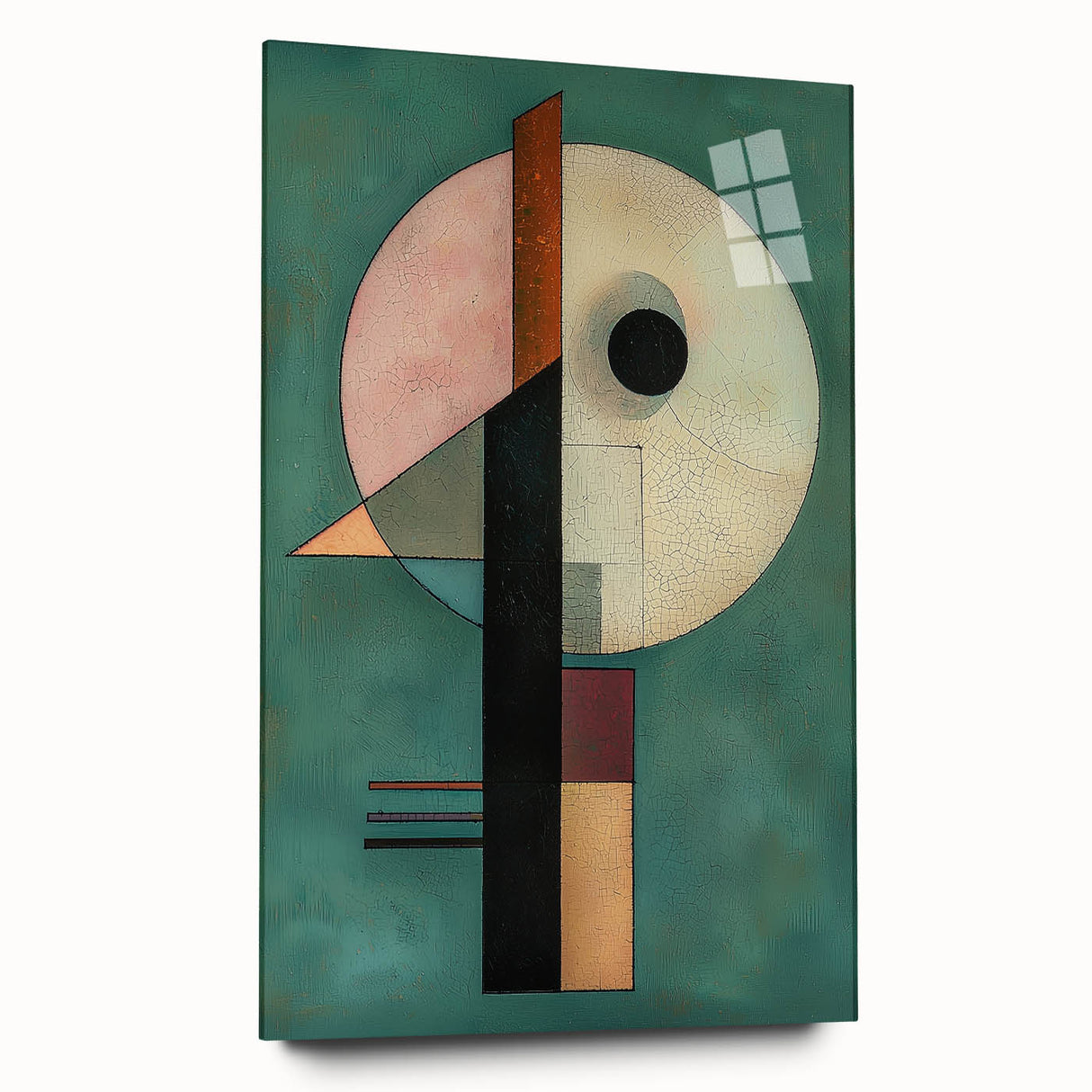 Geometric Abstract Bedroom Wall Art – Black and Green Canvas