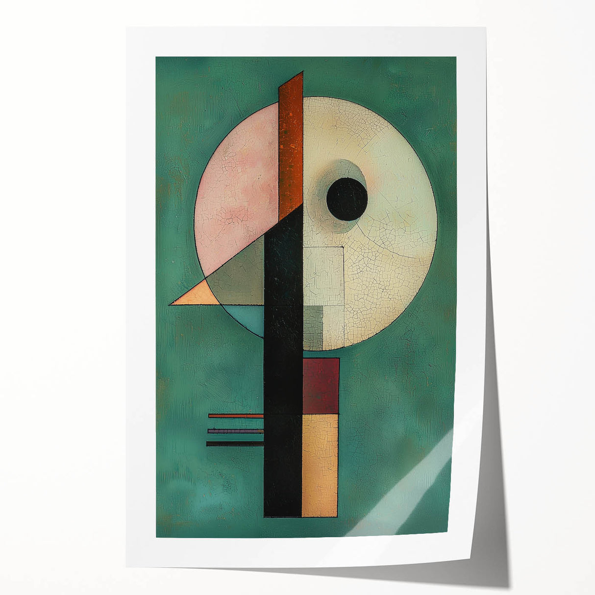 Geometric Abstract Bedroom Wall Art – Black and Green Canvas