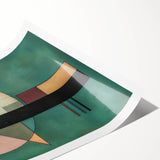 Geometric Abstract Bedroom Wall Art – Black and Green Canvas