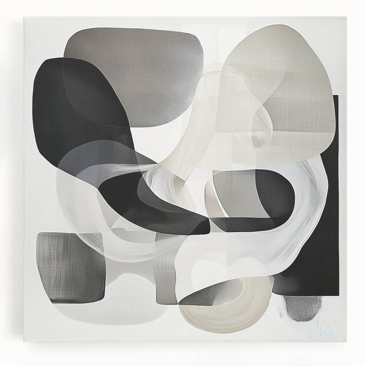 Modern Monochrome Living Room Wall Art – Abstract Black & Gray