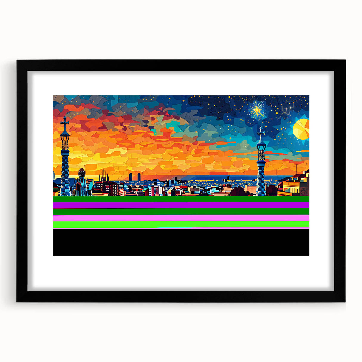 Vibrant City Skyline Office Wall Art – Modern Corporate Decor