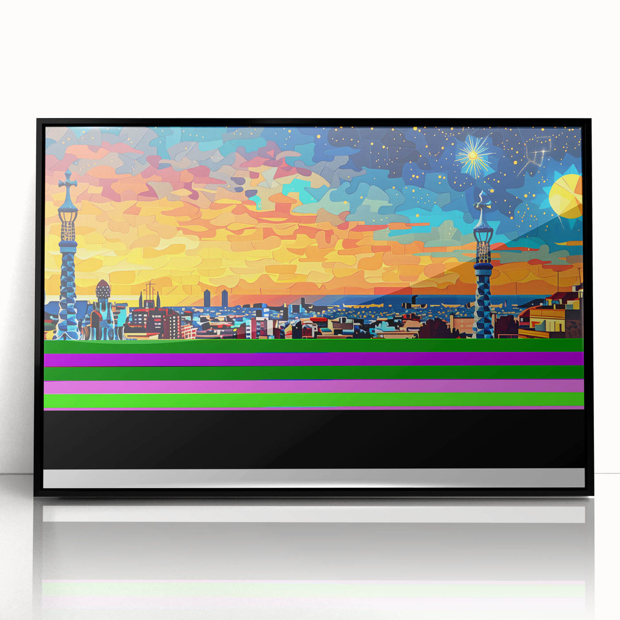 Vibrant City Skyline Office Wall Art – Modern Corporate Decor