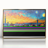 Vibrant City Skyline Office Wall Art – Modern Corporate Decor