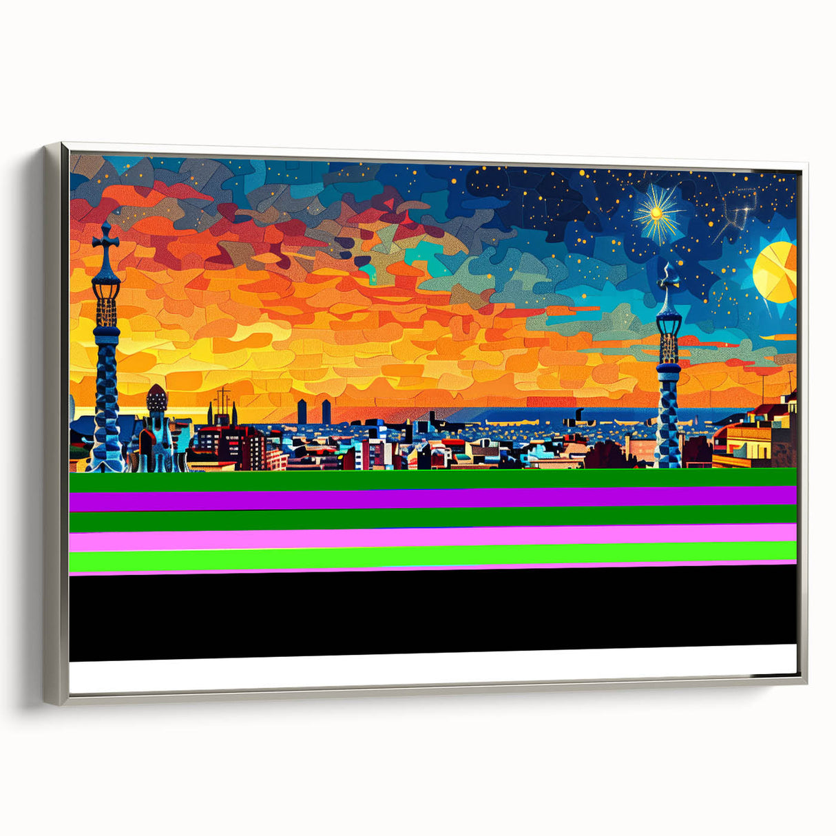Vibrant City Skyline Office Wall Art – Modern Corporate Decor