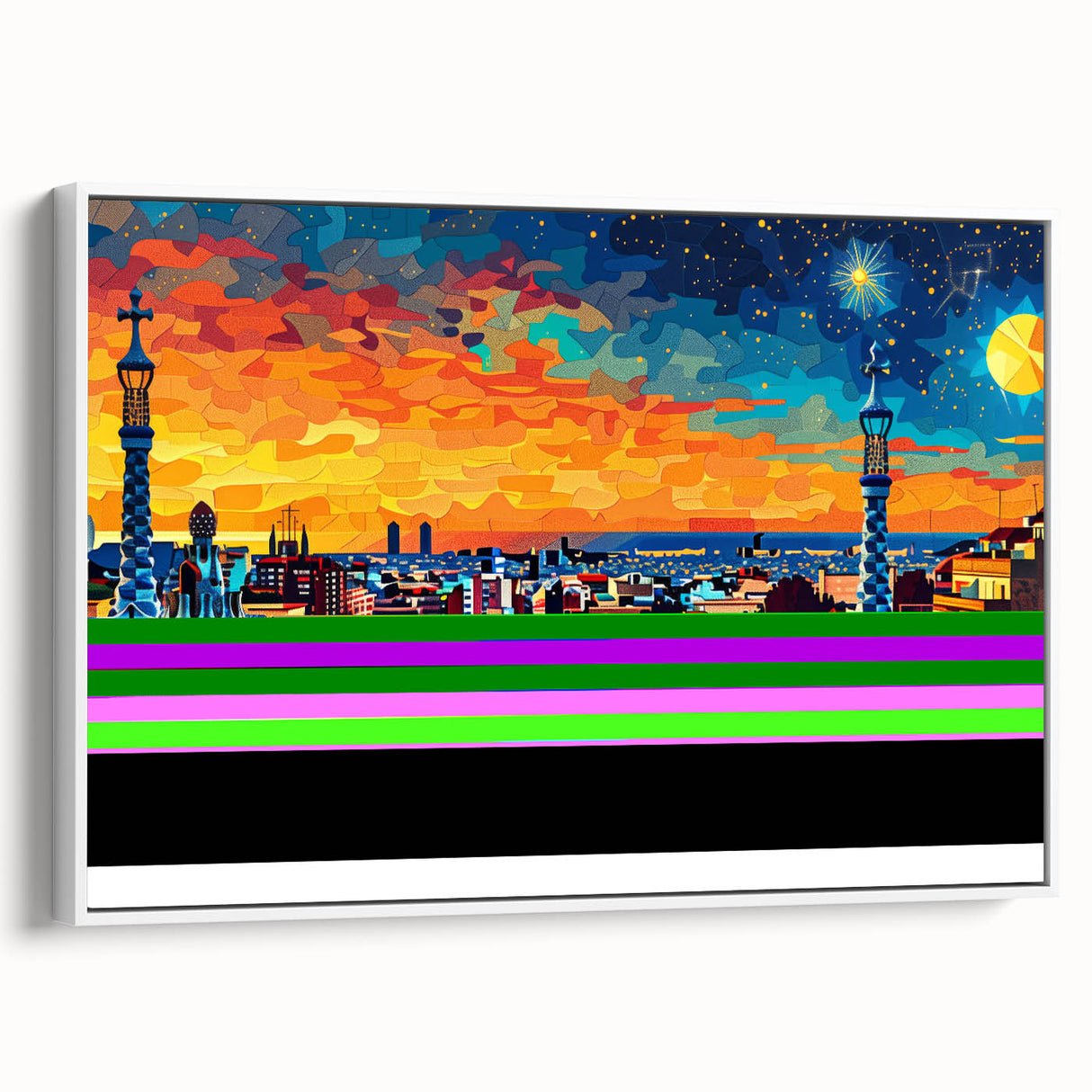 Vibrant City Skyline Office Wall Art – Modern Corporate Decor