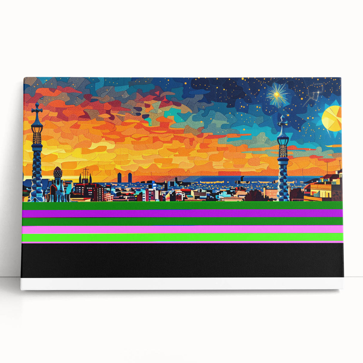 Vibrant City Skyline Office Wall Art – Modern Corporate Decor