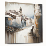 Abstract architecture wall art displayed in a side view, showcasing vibrant colors and geometric shapes on acrylic glass, perfect for modern home decor.