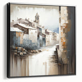 Framed abstract architecture wall art featuring geometric shapes and a black color palette, displayed in a contemporary setting. Ideal for modern home decor.