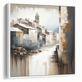 Abstract architectural wall art depicting a modern design with geometric shapes and a white frame, showcasing minimalistic aesthetics ideal for contemporary decor.