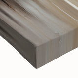 Close-up of abstract architecture wall art on stretched canvas, showcasing intricate geometric patterns in vibrant colors, ideal for modern home décor.