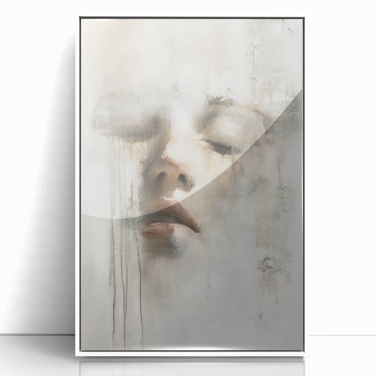 Framed abstract figurative wall art featuring vibrant colors and dynamic shapes, set against a white background, perfect for modern home decor.