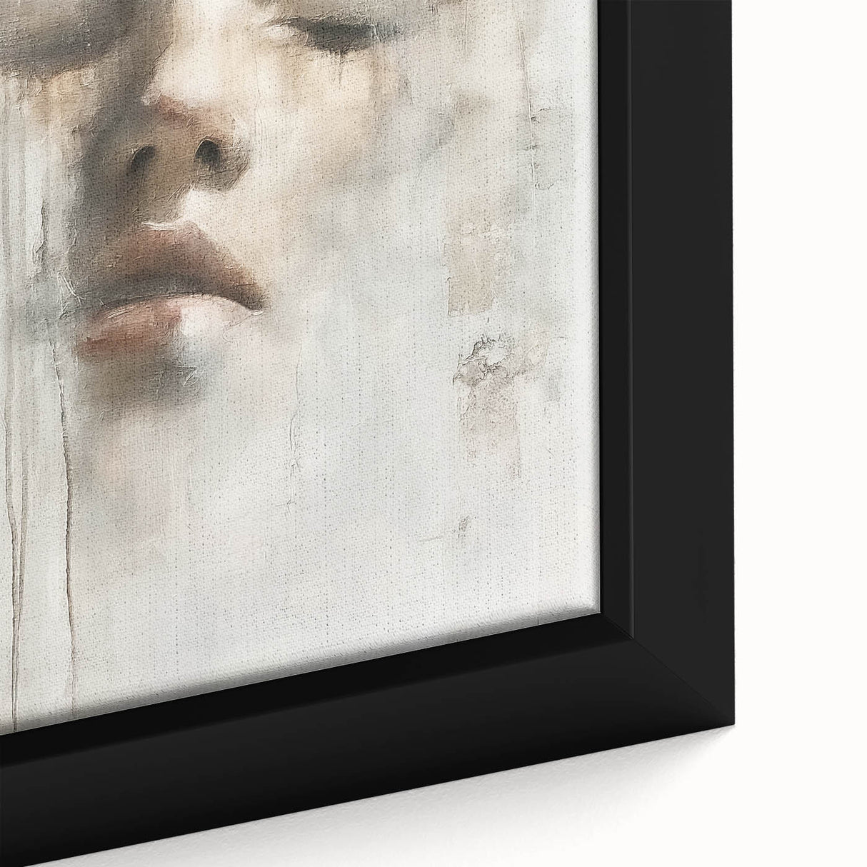 Abstract figurative wall art in a stylish frame, showcasing vibrant colors and intricate patterns, perfect for modern home decor. Close-up highlights texture and design details.