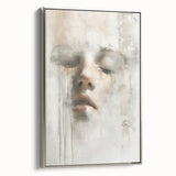 Framed abstract figurative wall art showcasing a silver and black design, displayed from a side view to highlight its sleek edges and modern aesthetic, perfect for contemporary decor.