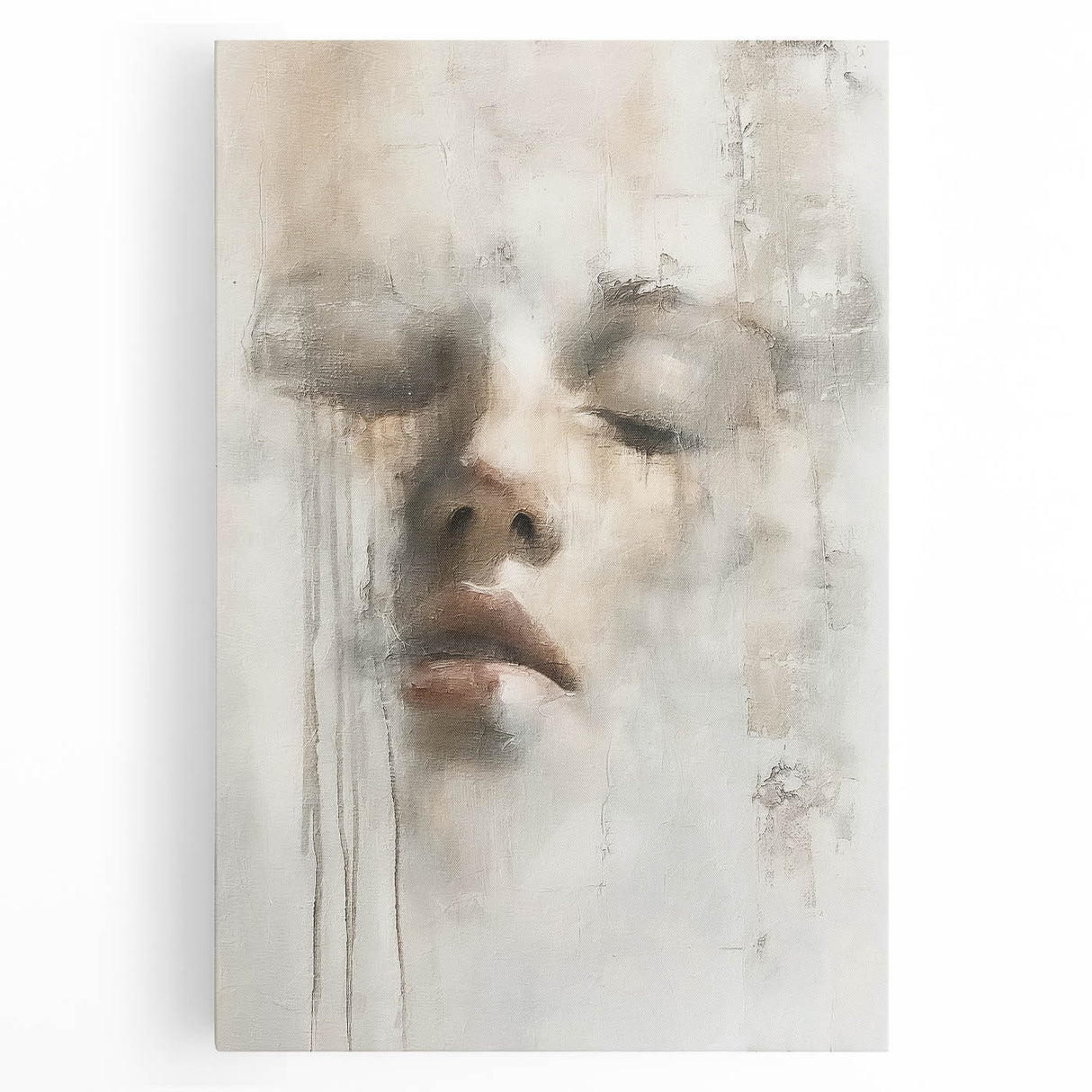 Abstract figurative wall art on stretched canvas showcasing vibrant colors and dynamic shapes, perfect for modern home decor. Ideal for enhancing artistic interiors.