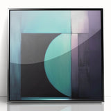Abstract geometric framed acrylic artwork showcasing a striking black and white design with sharp angles, perfect for modern home decor or office spaces.